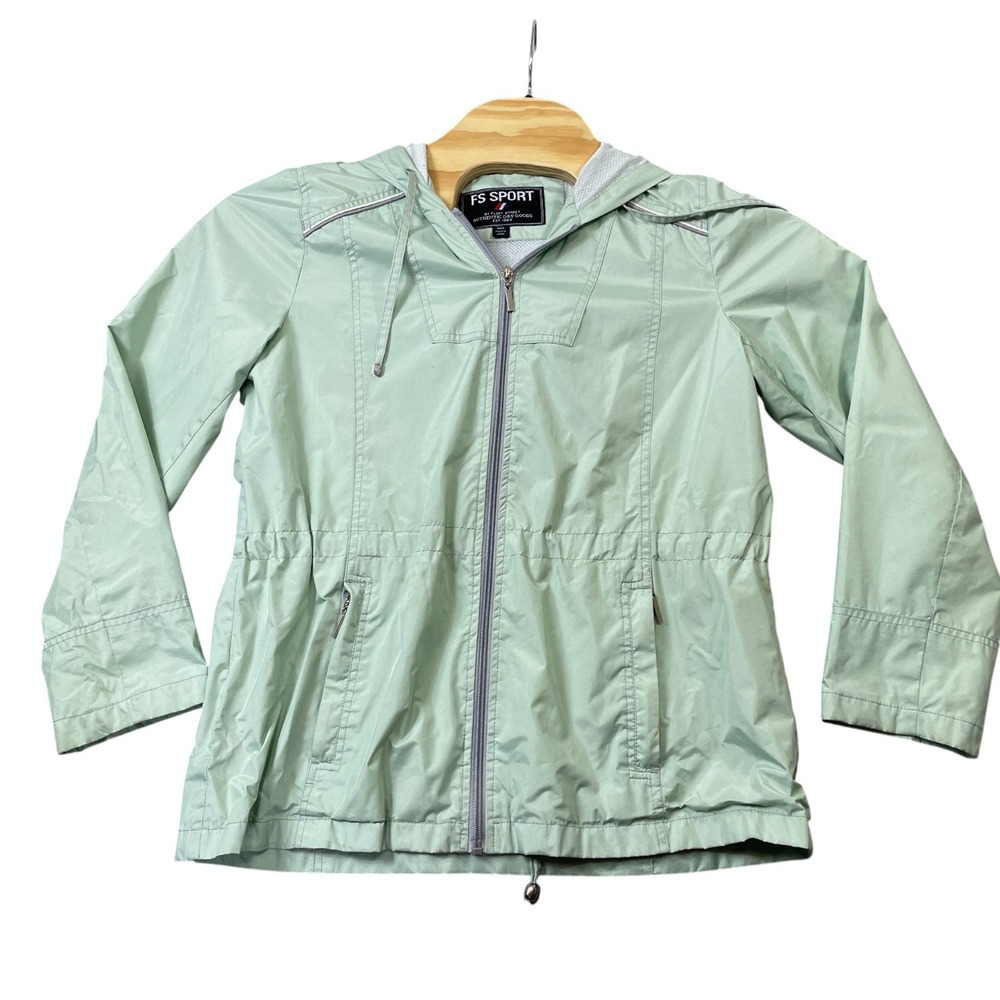 Fleet Street Sport Medium Light Green Hooded Jacket Mesh Lined Full Zip